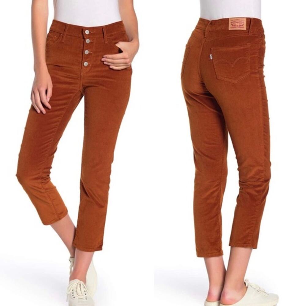Levi's 724 Orange High Rise Straight Cropped Corduroy Pants Women's Size W26